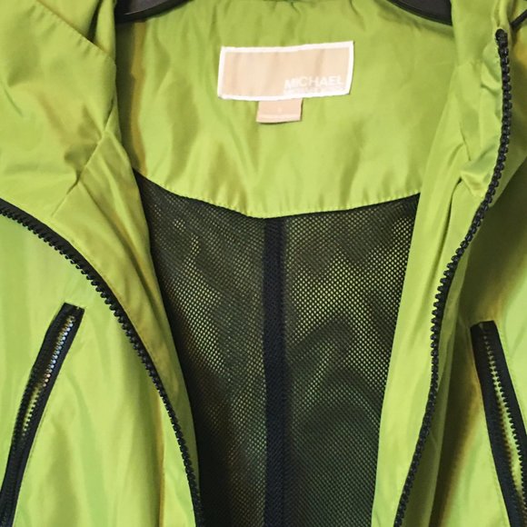 MICHAEL KORS Bright Green Hooded Anorak Rain Jacket Sz S EUC!!! - Picture 5 of 7